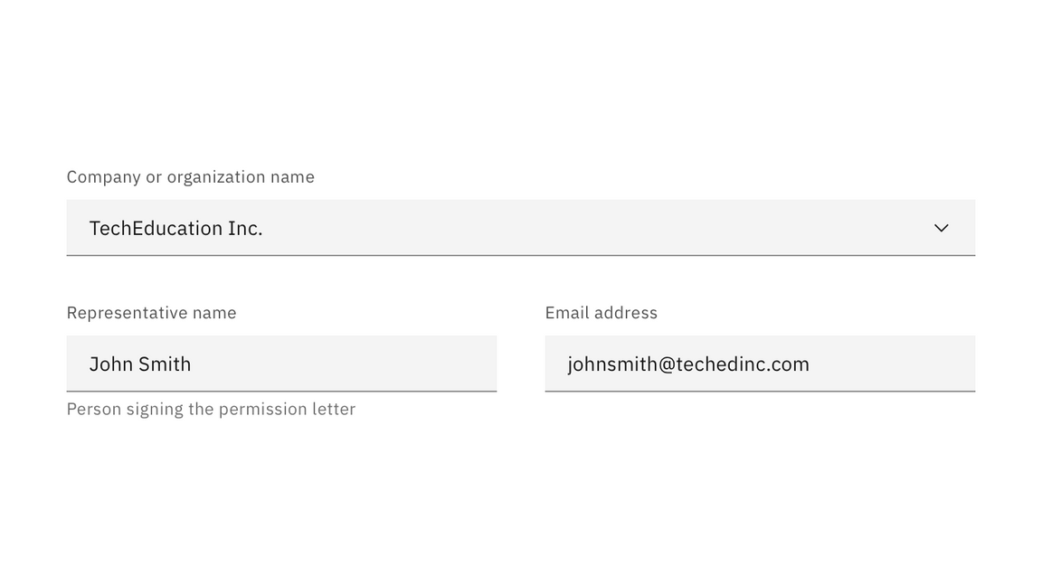 Example of input field alignment